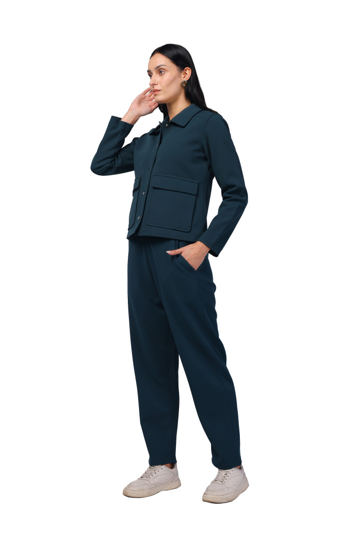 A model showcasing Women Co-ord Set in Scuba Crush Fabric thumbnail.
